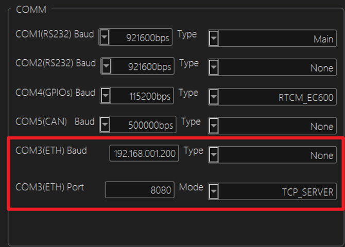 COM3 ETH 默认参数